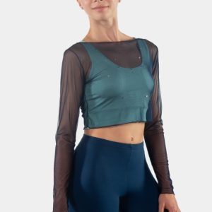 aurora short t shirt with back and short sleeves in net fabric