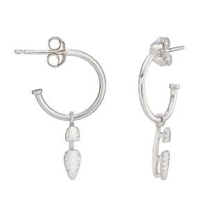 Silver Ice Skating Stud Hoop Earrings